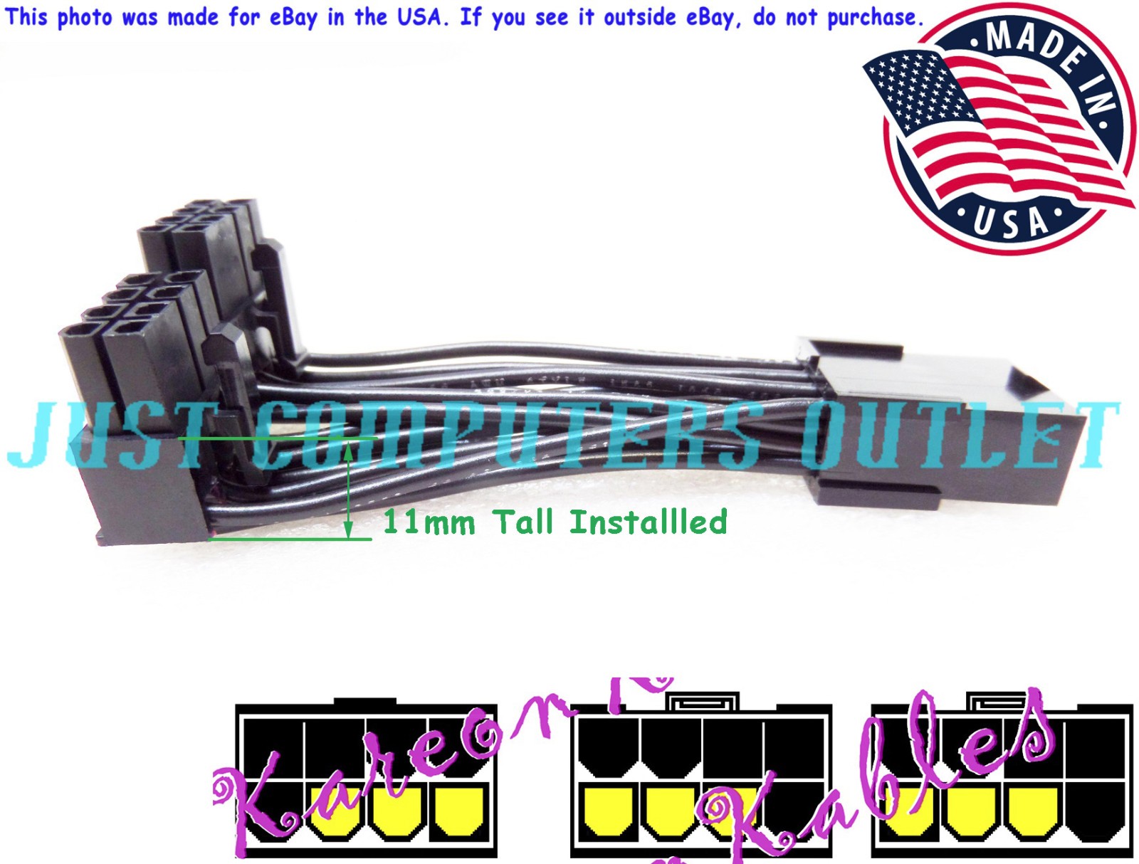 🔥 (11mm Tall) Low Profile 90° Dual Inverted 8-Pin PCI-E GPU Y Cable Extension