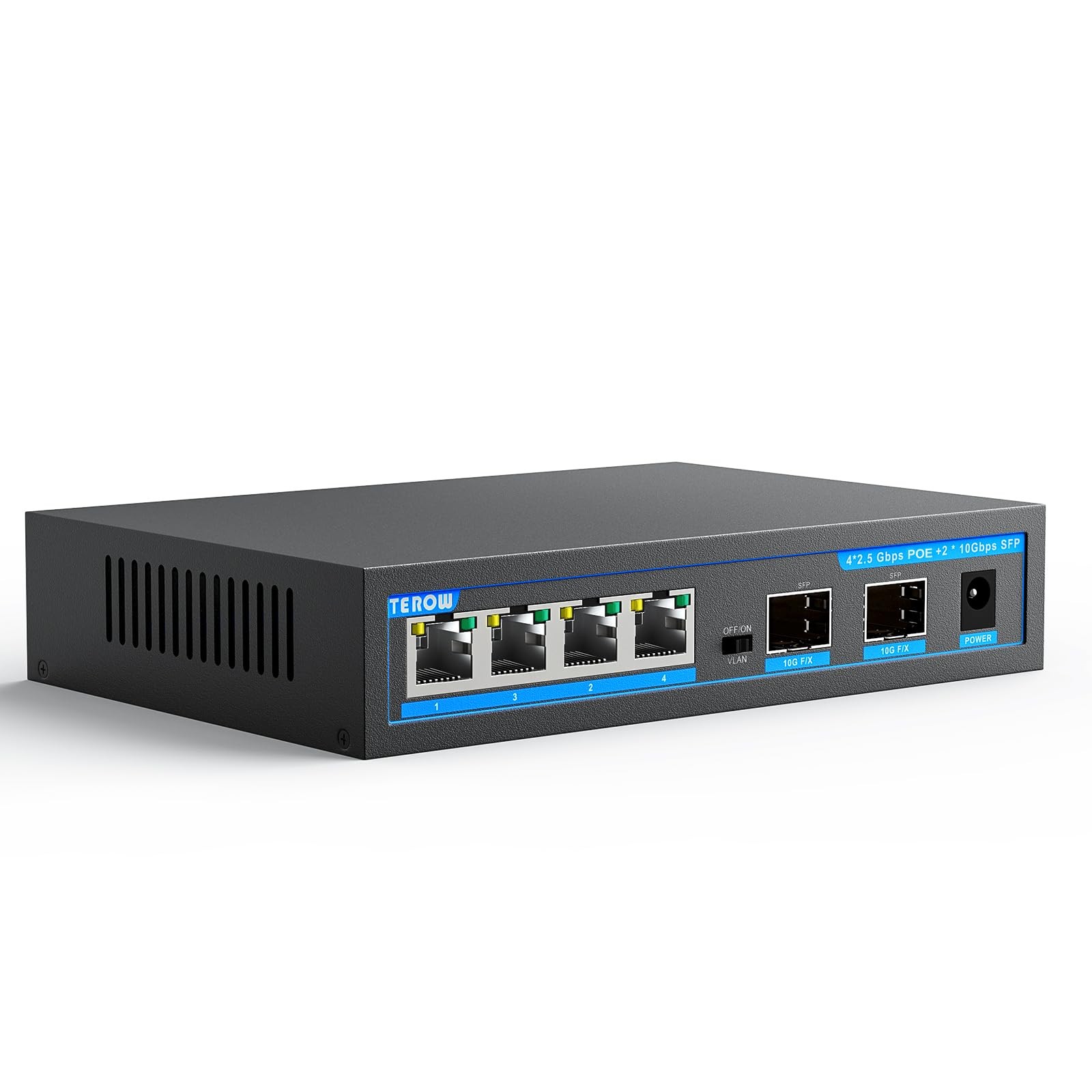TEROW 2.5Gb 4 Port PoE RJ45 and 2*10Gb SFP+ Uplink PoE+ Switch,IEEE802.3af/at...