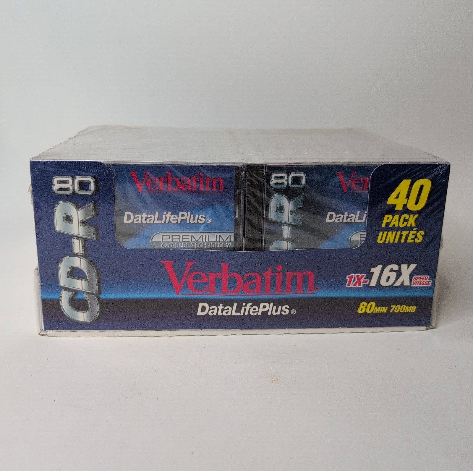 Verbatim 40 PK 700MB/80 Min CD-R Disc w/ Case 1X-16X Speed Premium AZO Blue Tech