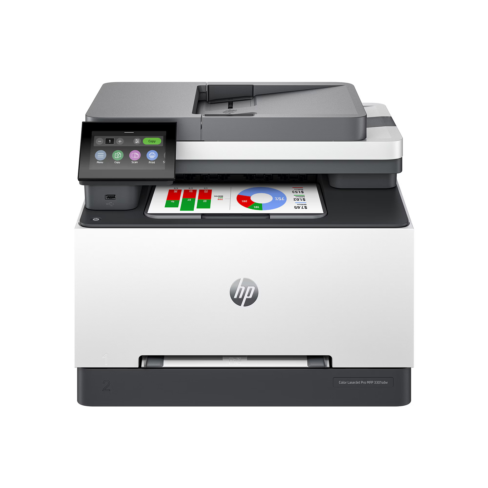 HP - LaserJet Pro MFP 3301sdw Wireless AI-Enabled Color All-in-One Laser Prin...