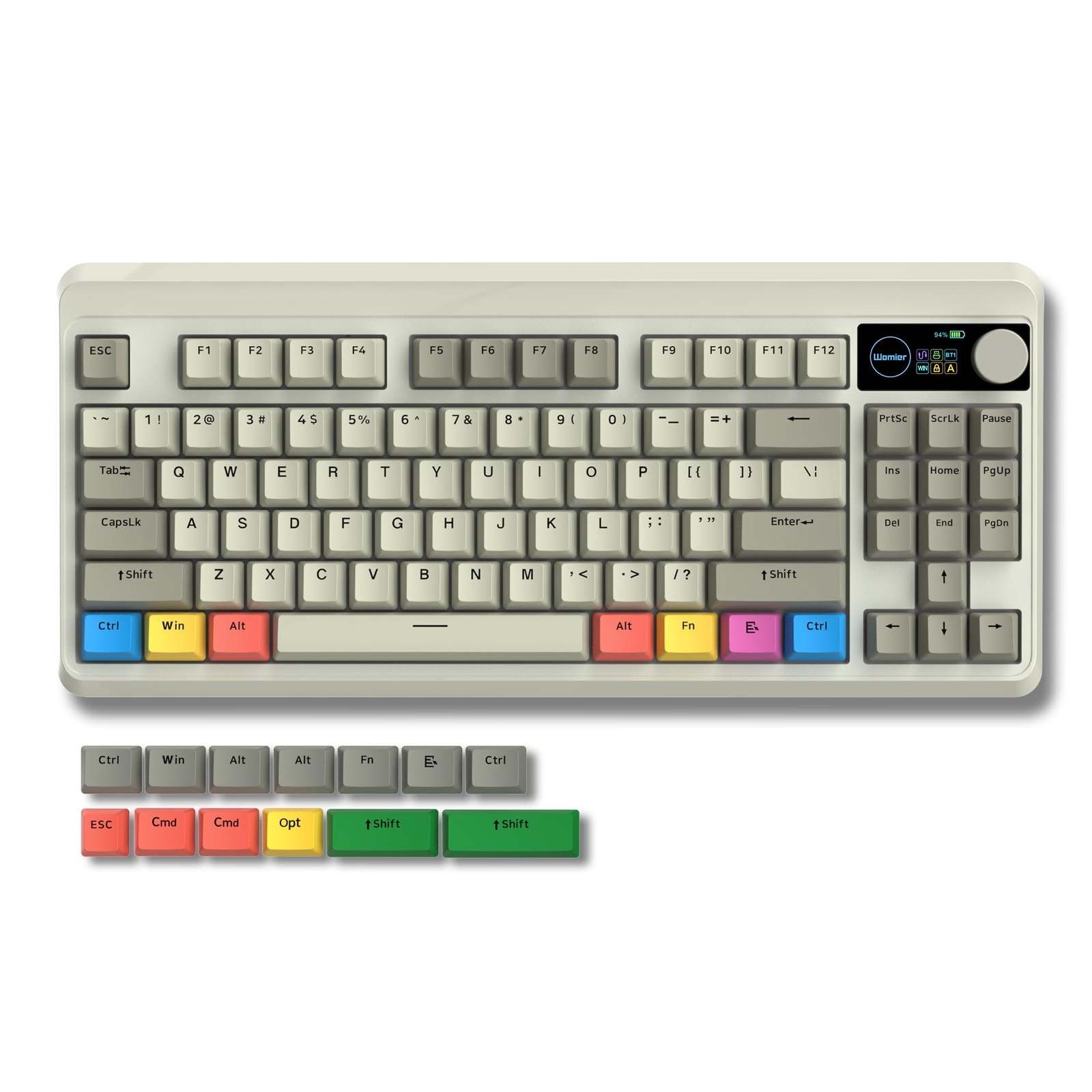 Womier Retro 75% Gaming Keyboard with OLED Display&Knob, M87 Pro Bluetooth 5....