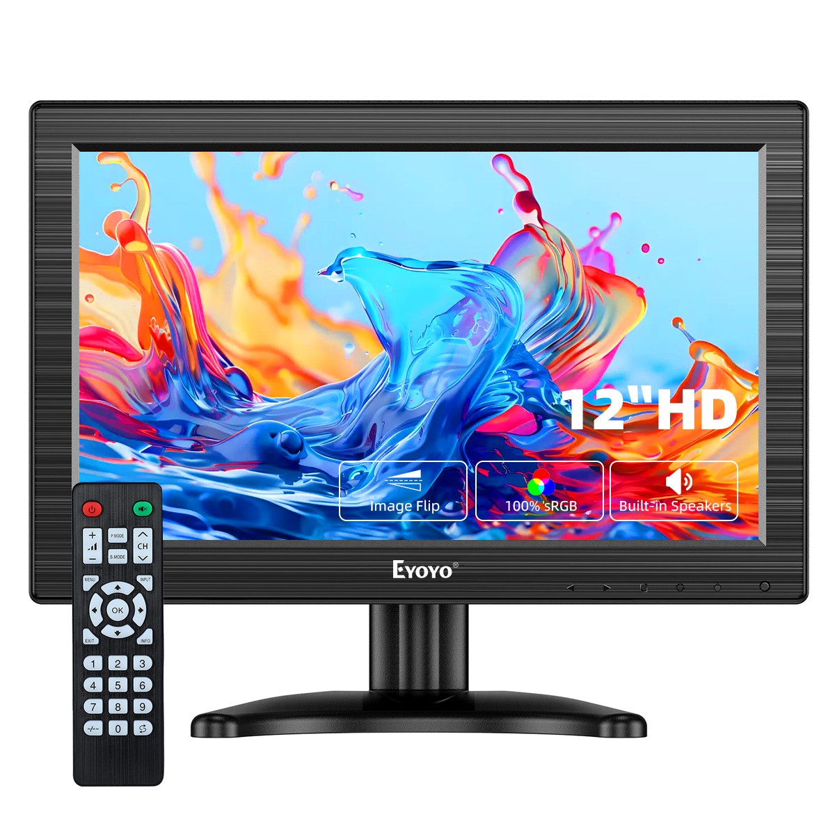 Eyoyo 12" Inch LCD Monitor AV HDMI BNC VGA 1366x768 Portable Video Screen Remote