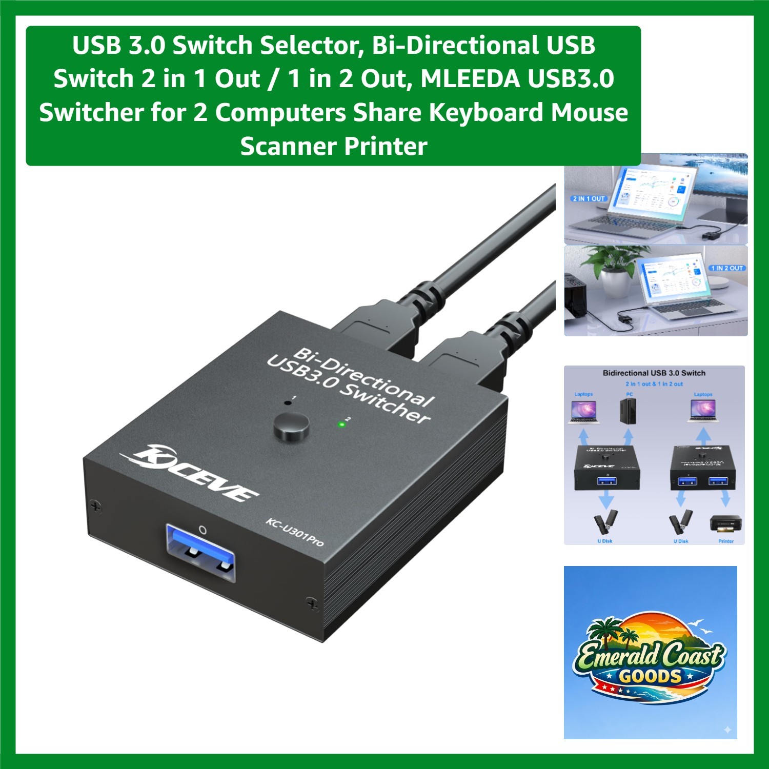 USB 3.0 Switch Selector, Bi-Directional USB Switch 2 in 1 Out / 1 in 2 Out, ....