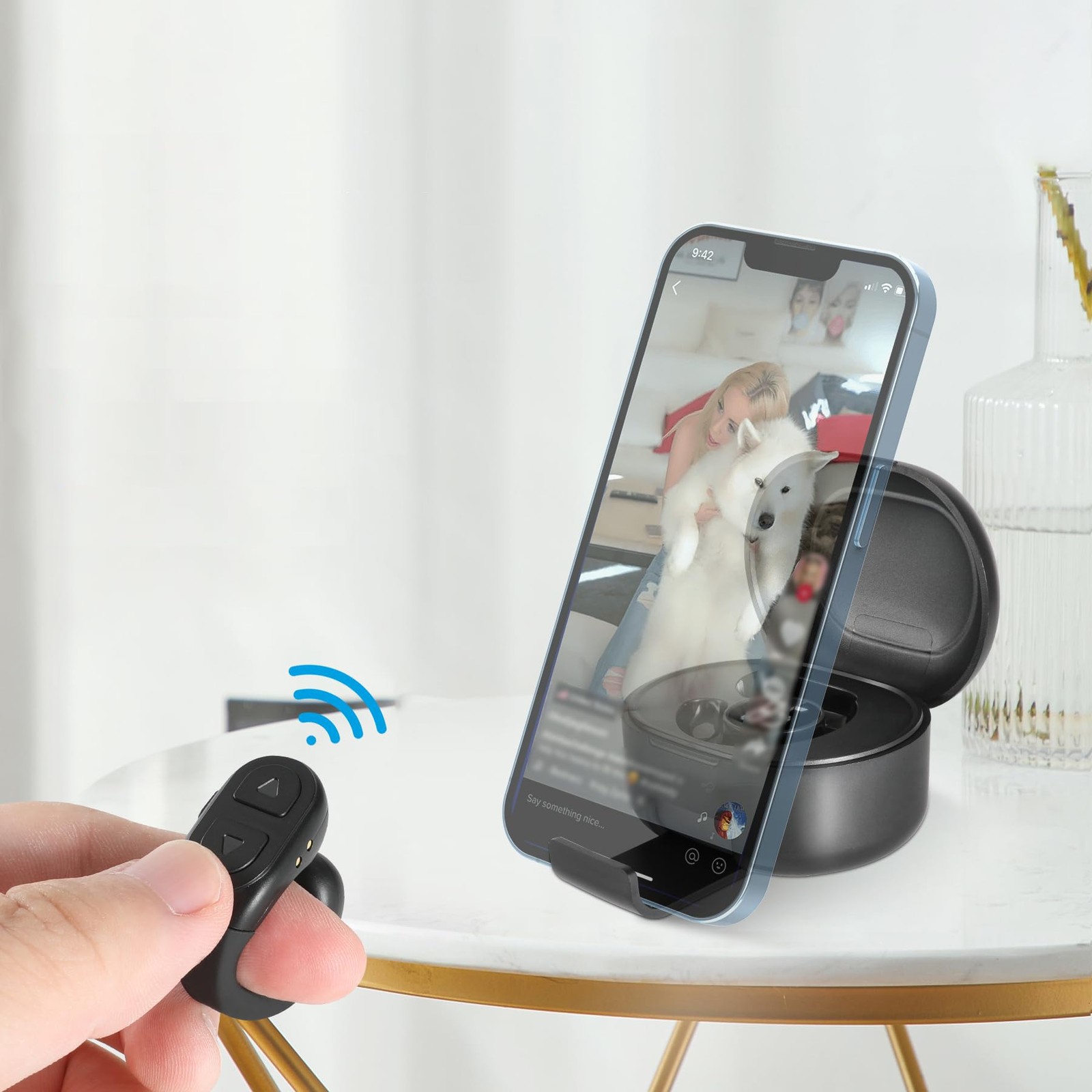 TikTok Scrolling Ring Remote, Bluetooth Page Turner Black