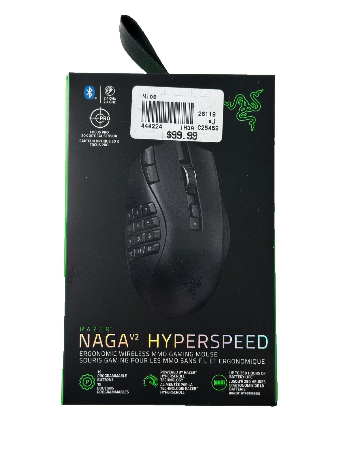 Razer Naga V2 HyperSpeed Wireless MMO Gaming Mouse (RZ01-0360)
