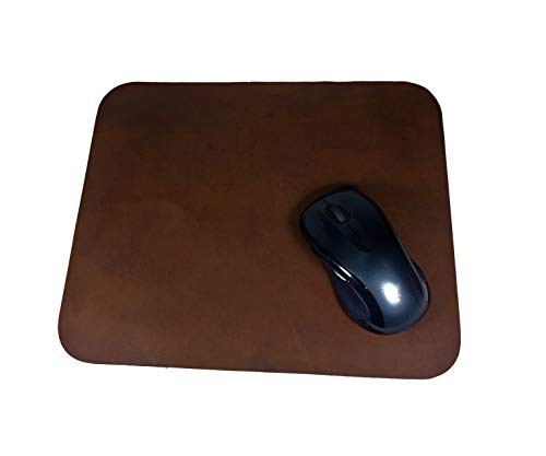 Leather Mouse Pad Work Mat Rustic Brown Top Grain 12x10 Inches USA Made