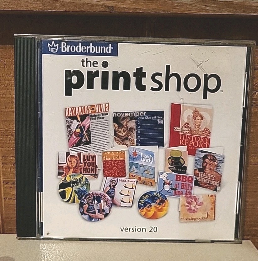 Vtg Broderbund The Print Shop Version 20 PC Windows 98/2000/Me/XP 
