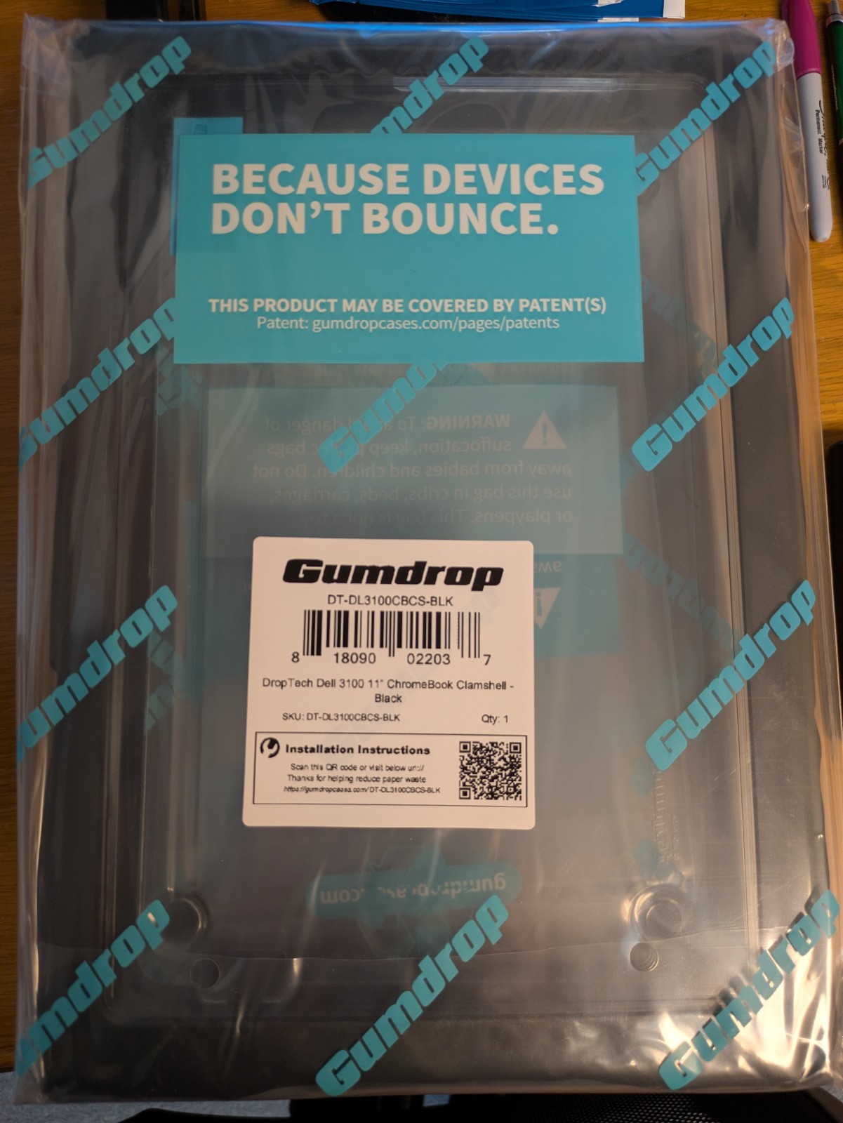 Gumdrop Drop Tech Dell 3100 11" Chromebook Clamshell Case. Black. Brand New