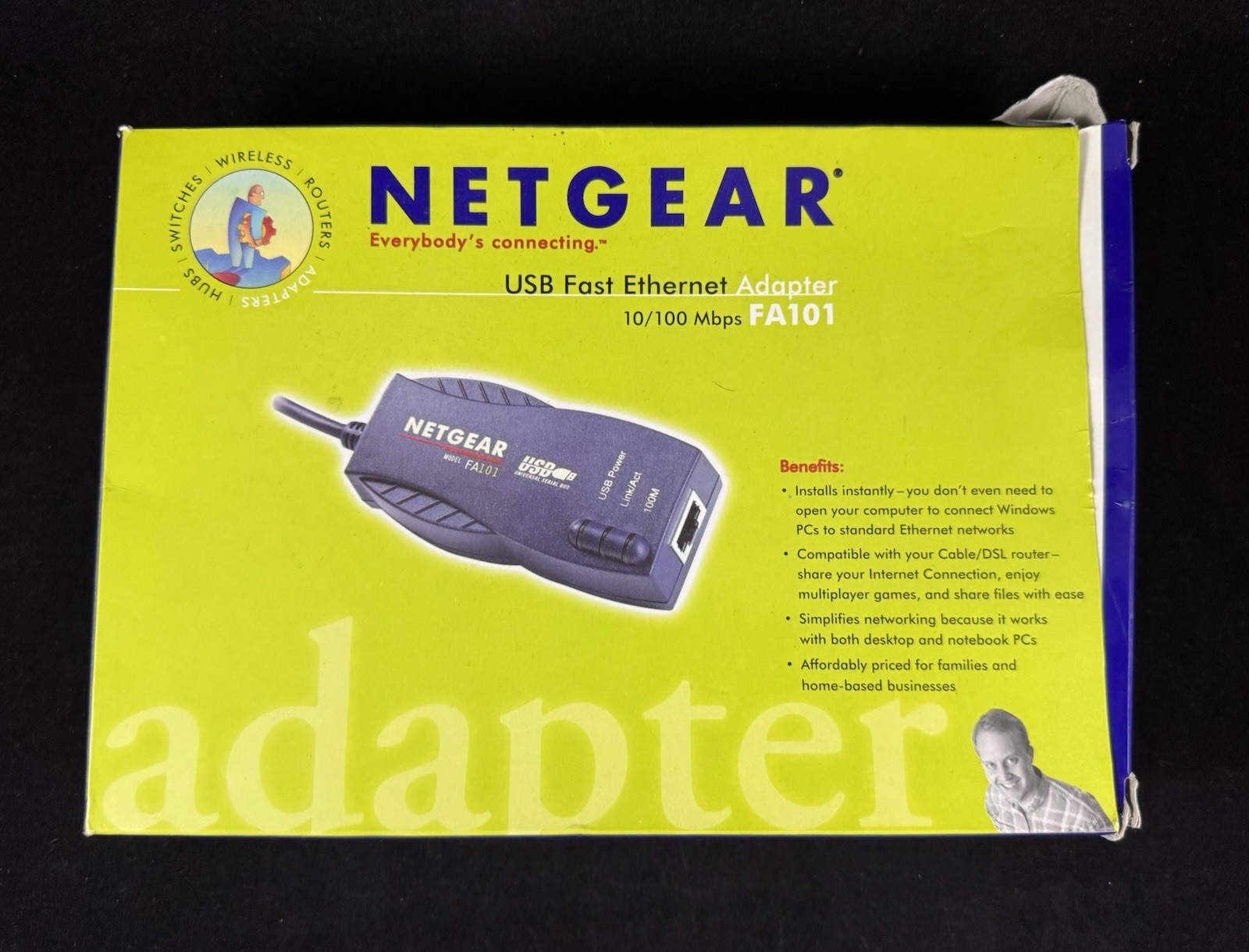 NetGear USB Fast Ethernet Adapter 10/100 Mbps FA101 w/ Original Box
