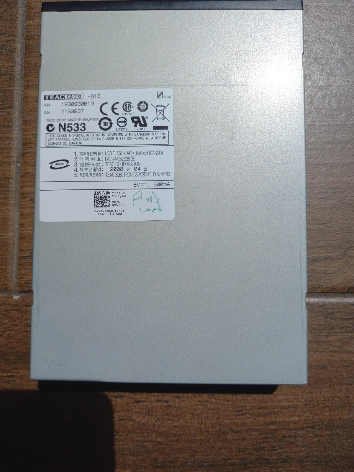 DELL INSPIRON 530 TEAC CA-200 Media Card Reader 1930930B13 XN068 0XN068 TESTED