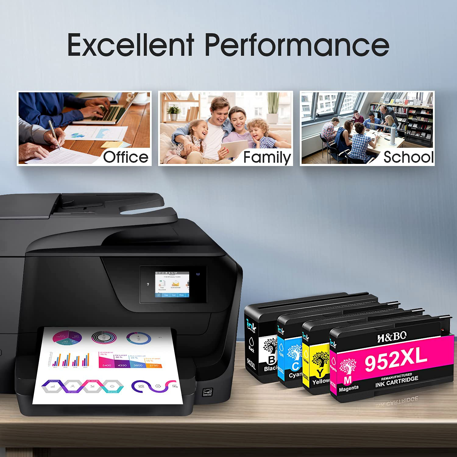 4x 952XL 952 XL Ink Cartridge For HP OfficeJet Pro 8710 7740 8210 8216 8218 8720
