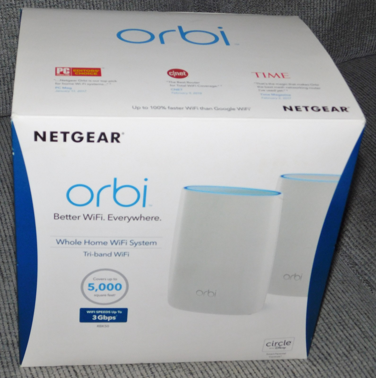 Netgear Orbi AC3000 Tri-Band Wireless Router - White, Pack of 2 (RBK50-100NAS)