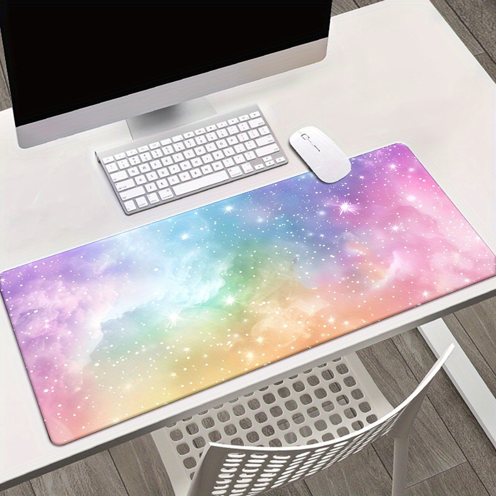 XXL Multifunctional Gaming Mouse & Keyboard Pad - Vibrant Rainbow Nebula Desig
