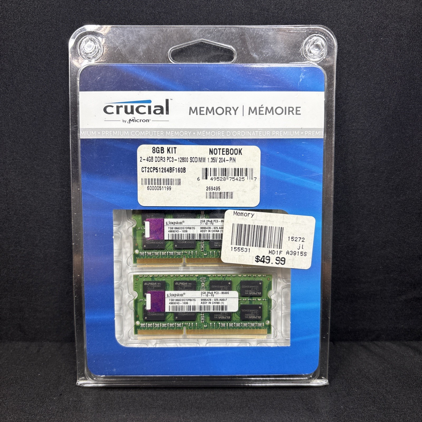 Crucial by Micron 8 GB Notebook RAM Memory Kit