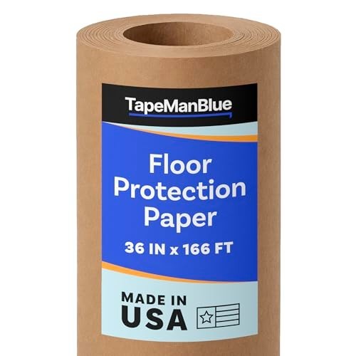 Floor Protection Paper Roll, 36 Inch x 166 Ft, Brown Rosin Masking Covering