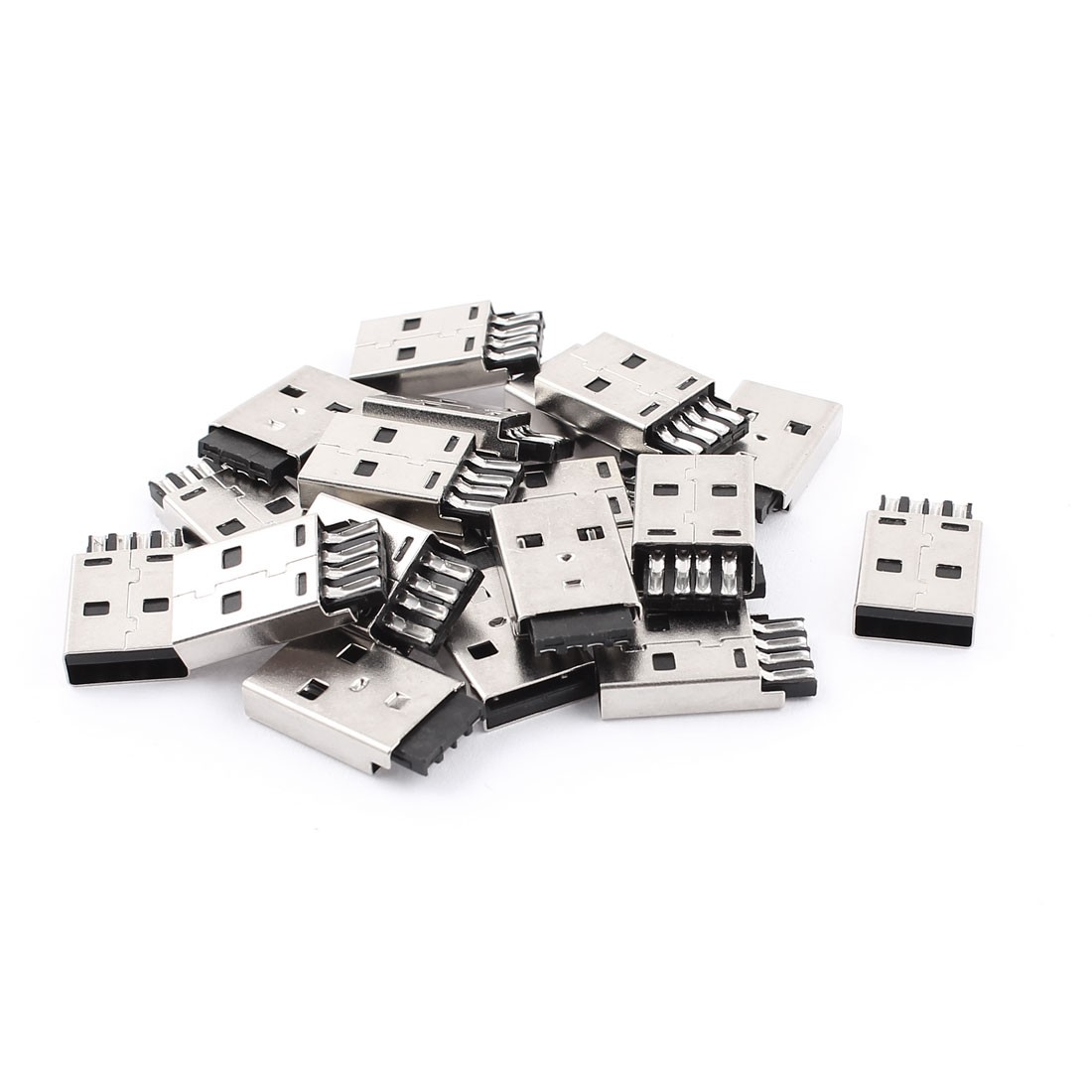 20Pcs USB 2.0 Type A Male Port Straight Pin PCB Mount Connector