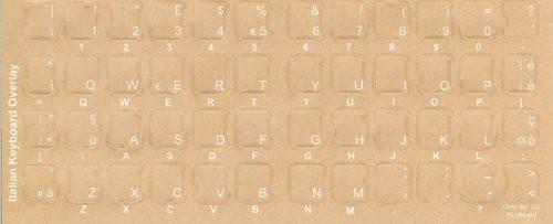 Italian Keyboard Stickers w/ Reverse Print Blue Letters