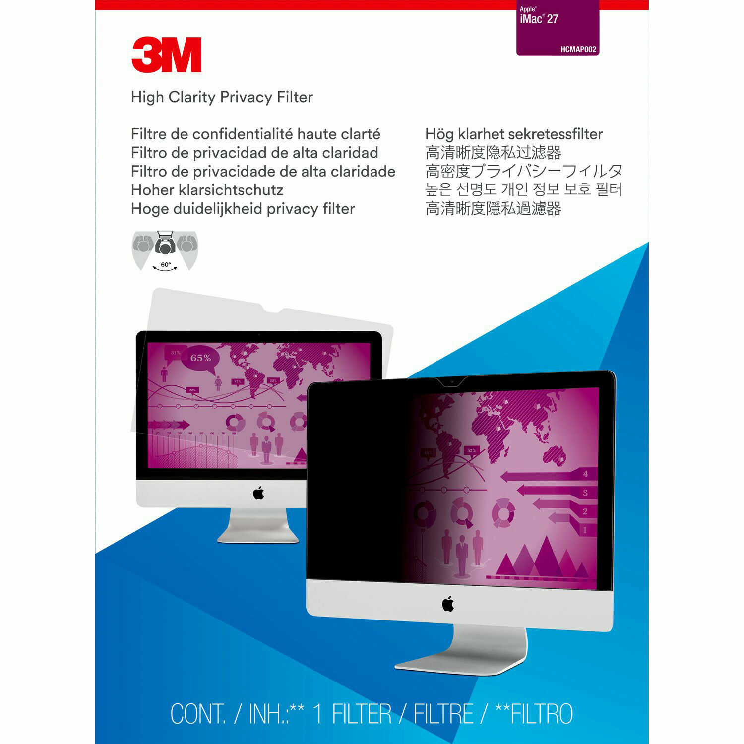 NEW SEALED 3M High Clarity Privacy Filter for 27" IMAC HCMAP002 + 