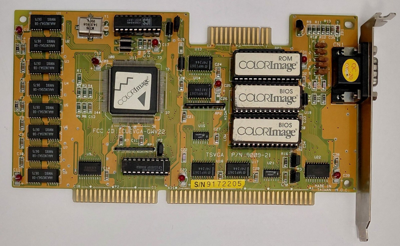 Gainward Cardex TSVGA 9009-21 ISA Graphics Card (Tseng ET4000AX, 1MB, GWV22, 1992)
