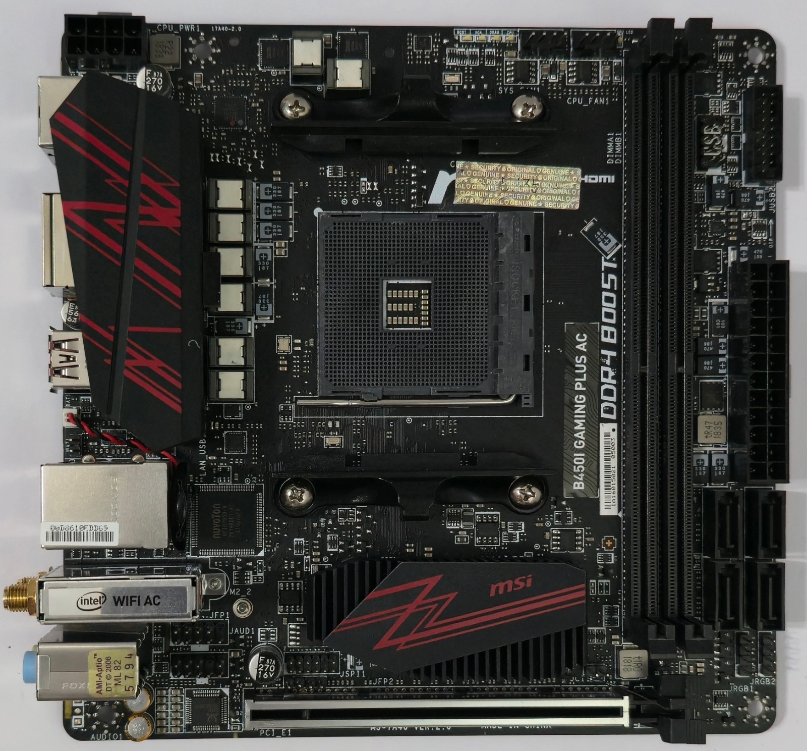 MSI B450I GAMING PLUS AC AM4 AMD B450 Mini ITX AMD Motherboard