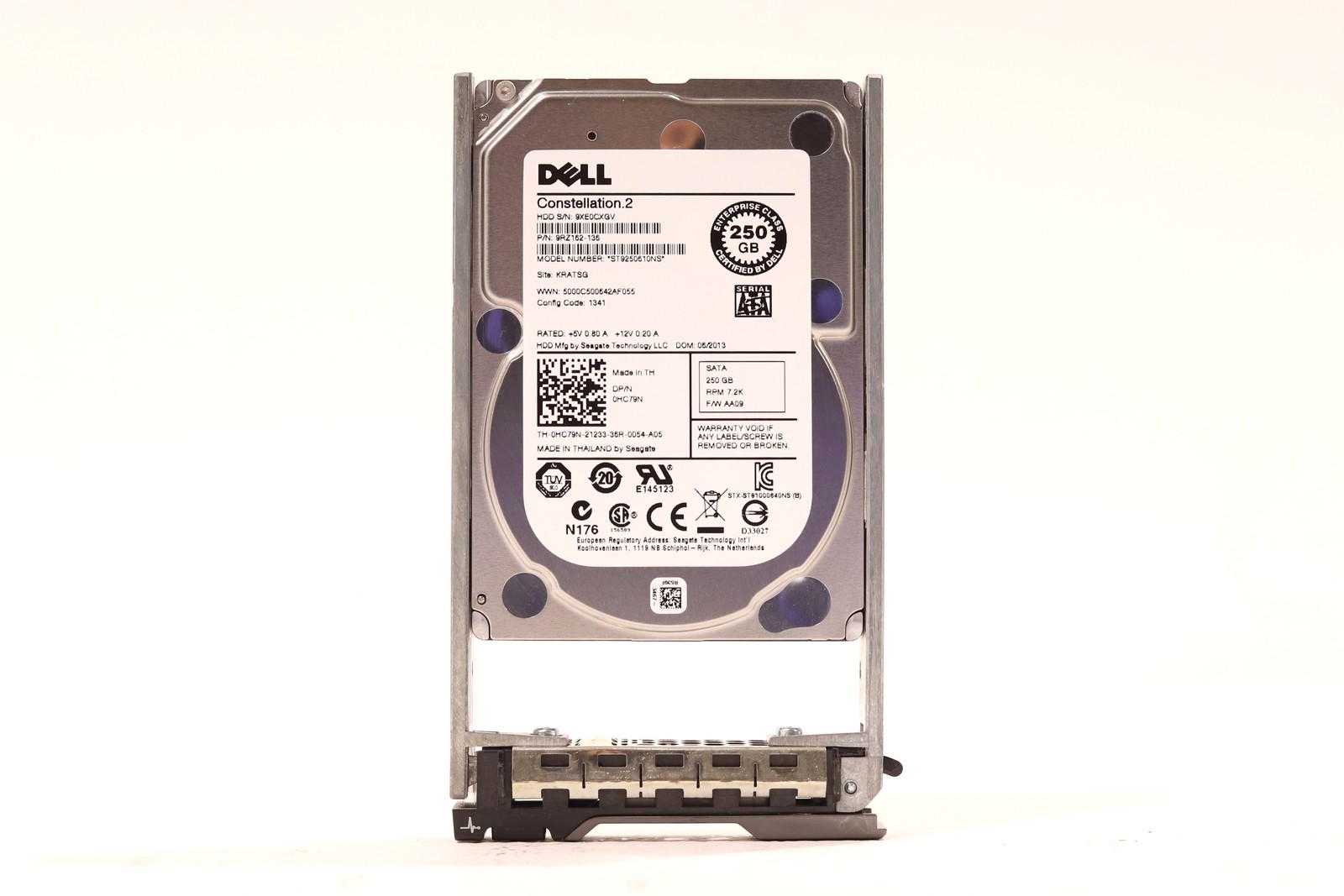 Dell ST9250610NS 250GB 2.5" 6Gb/s 7.2K RPM SATA HDD W/Caddy Dell P/N: 0HC79N