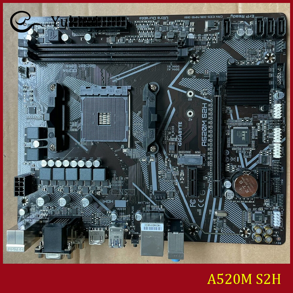 FOR GIGABYTE A520M S2H AMD AM4 DDR4*2 64GB HDMI VGA DVI-D Motherboard Test OK