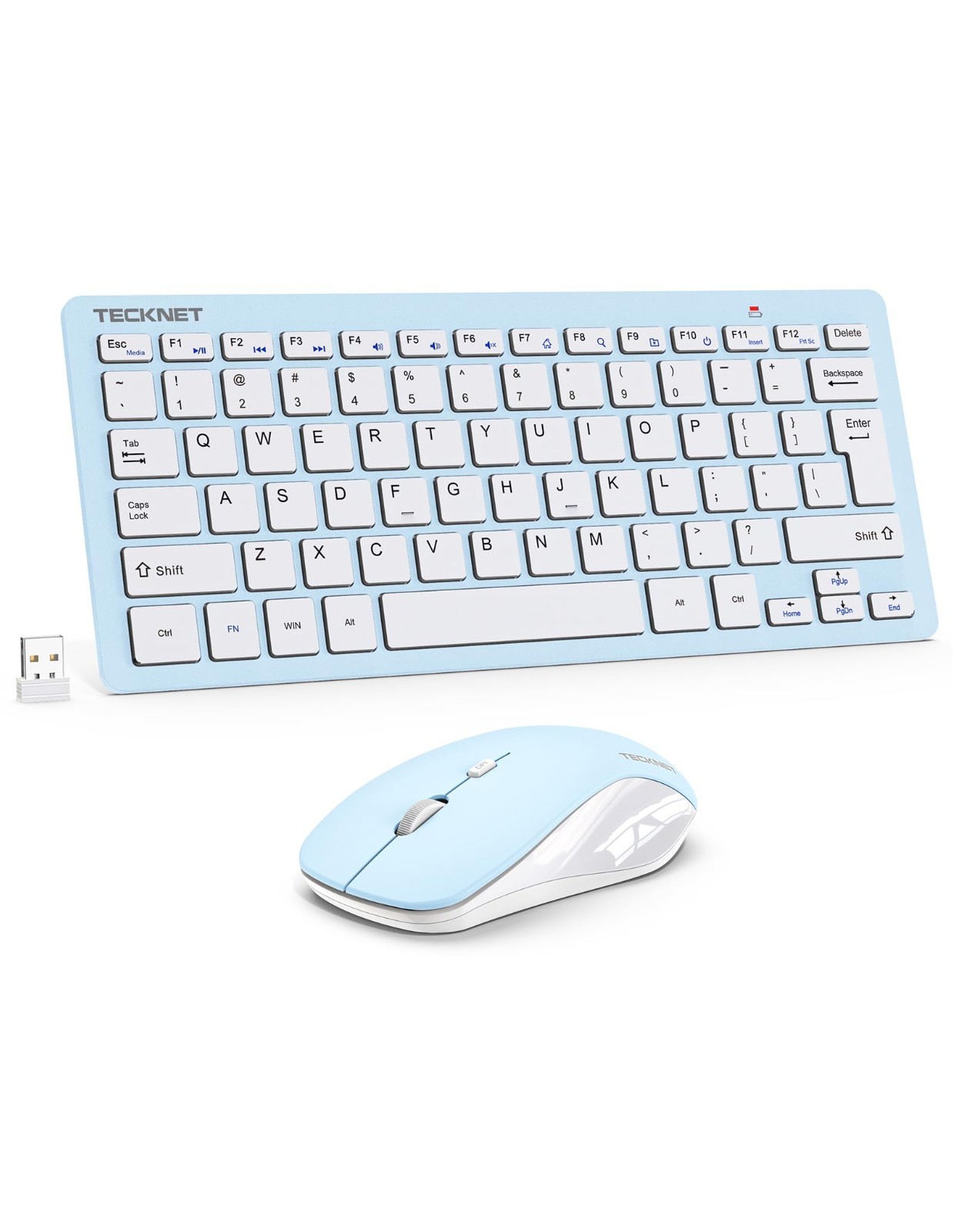 TECKNET Wireless Keyboard and Mouse Combo Mini Cordless Computer Keyboard Mouse
