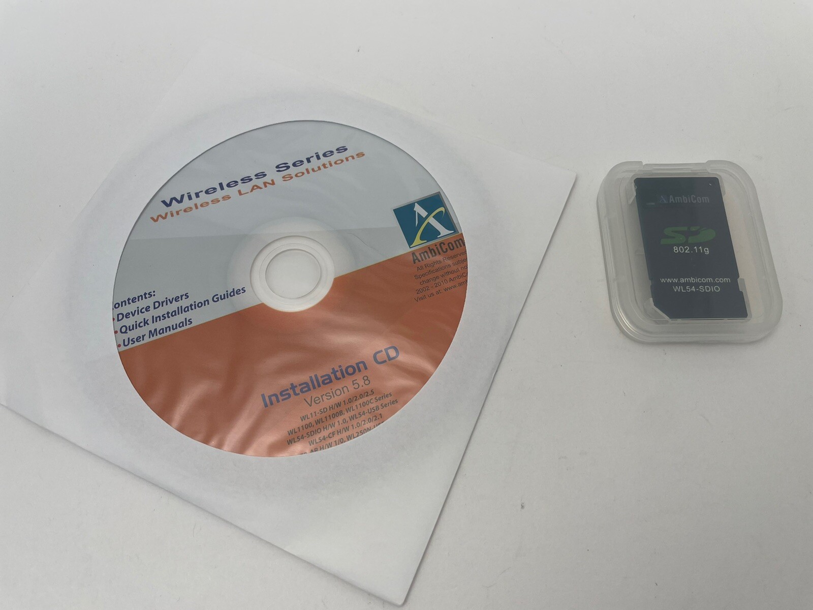 AmbiCom WL54-SD 802.11g Wireless WiFi WL54 SDIO SD Card with Installation CD New