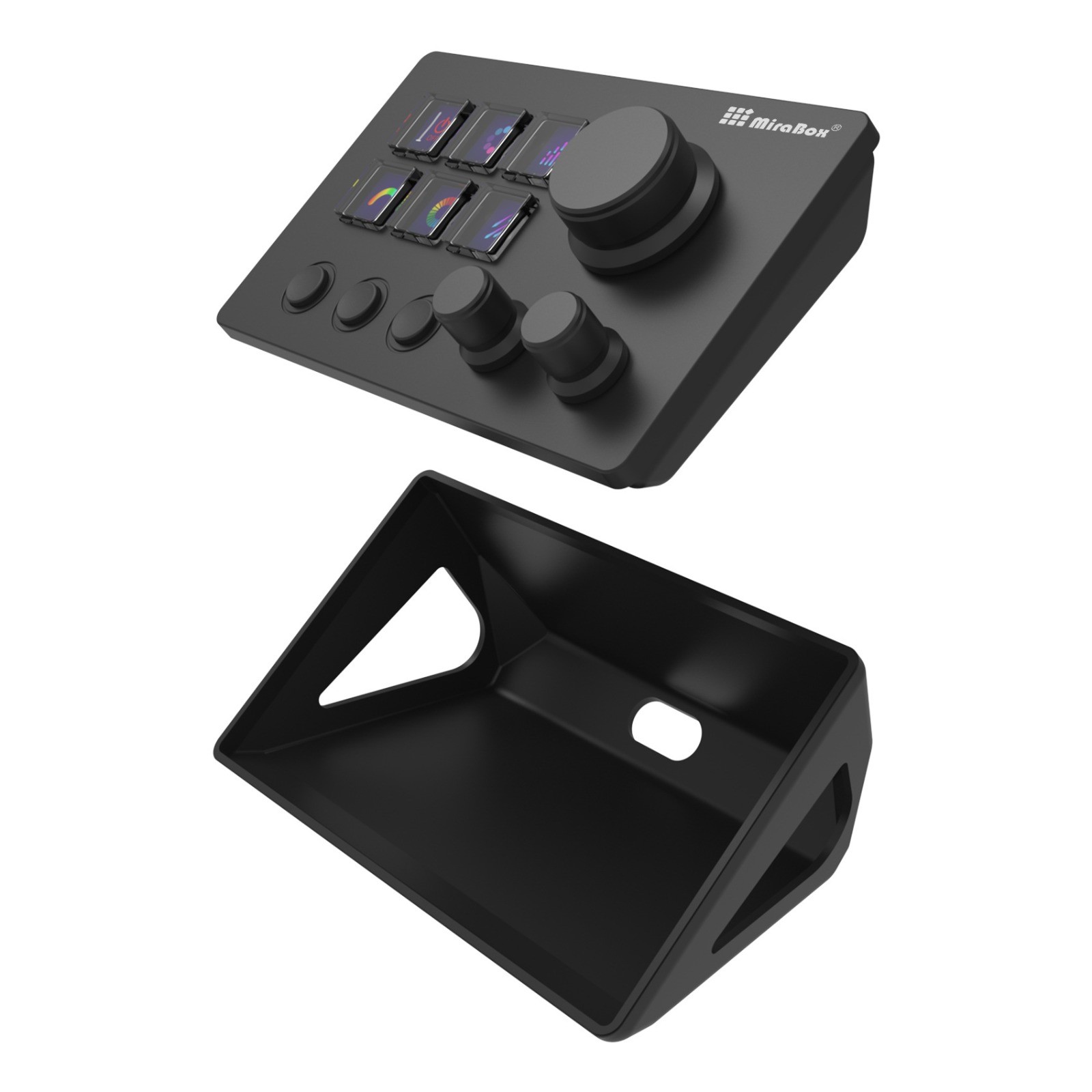 6-Key LCD Stream Dock Knob RGB Programmable Macro Pad for PC Windows Mac OBS