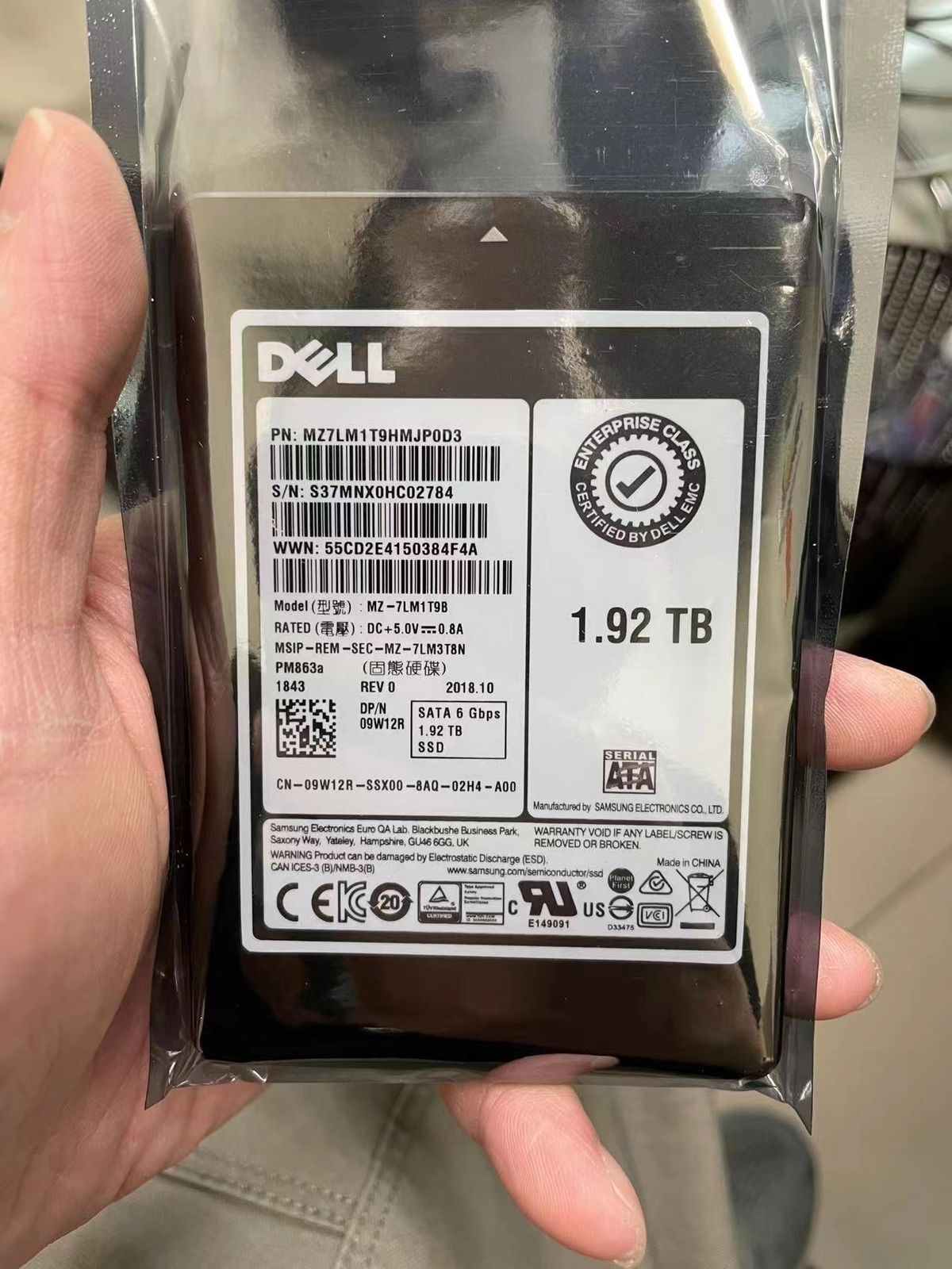 compatible DELL 1.92TB Samsung PM863A SATASSD 6Gbps MZ-7LM1T9B Solid State Drive