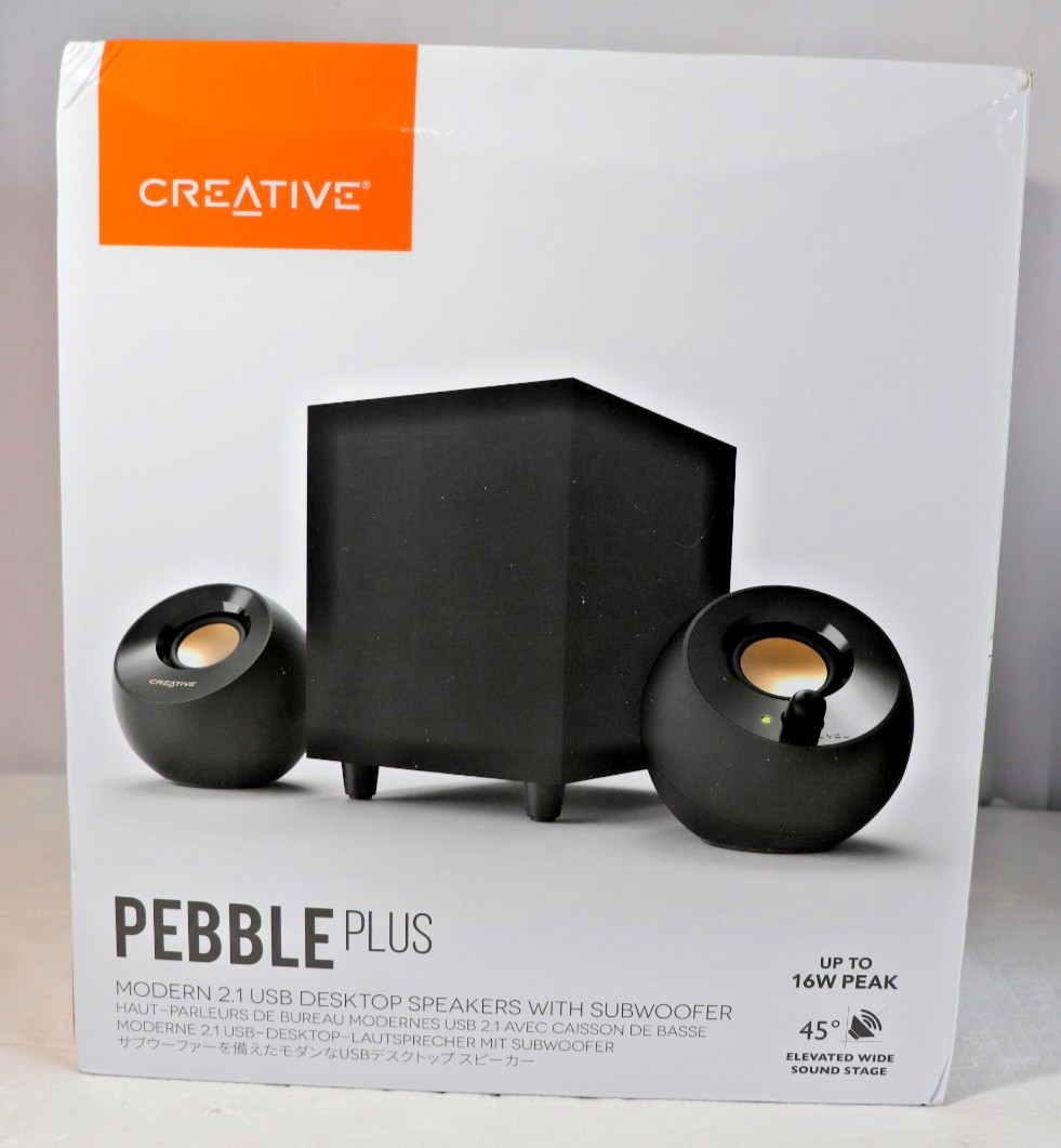 Creative Pebble Plus 2.1 USB Powered Desktop Speakers w/ Subwoofer Black New