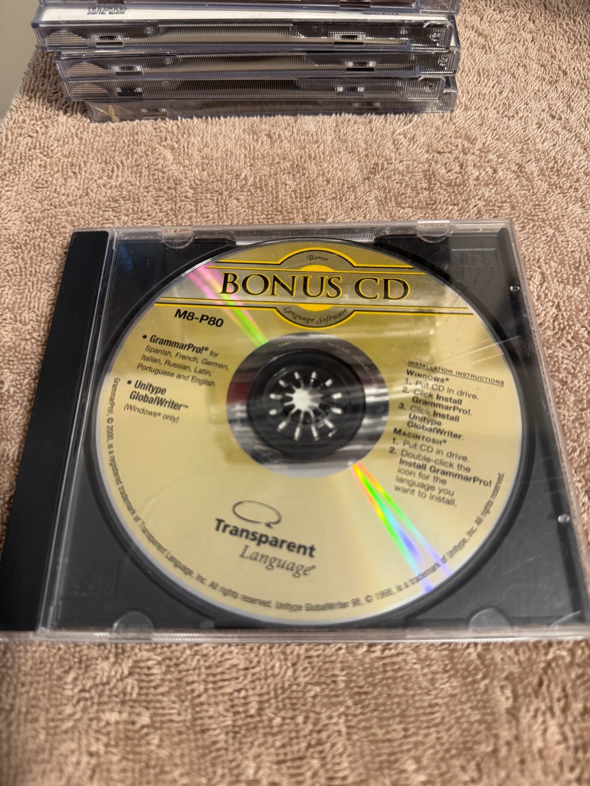 Transparent Language M8-P80 Bonus CD GrammarPro/Unitype GlobalWriter CD