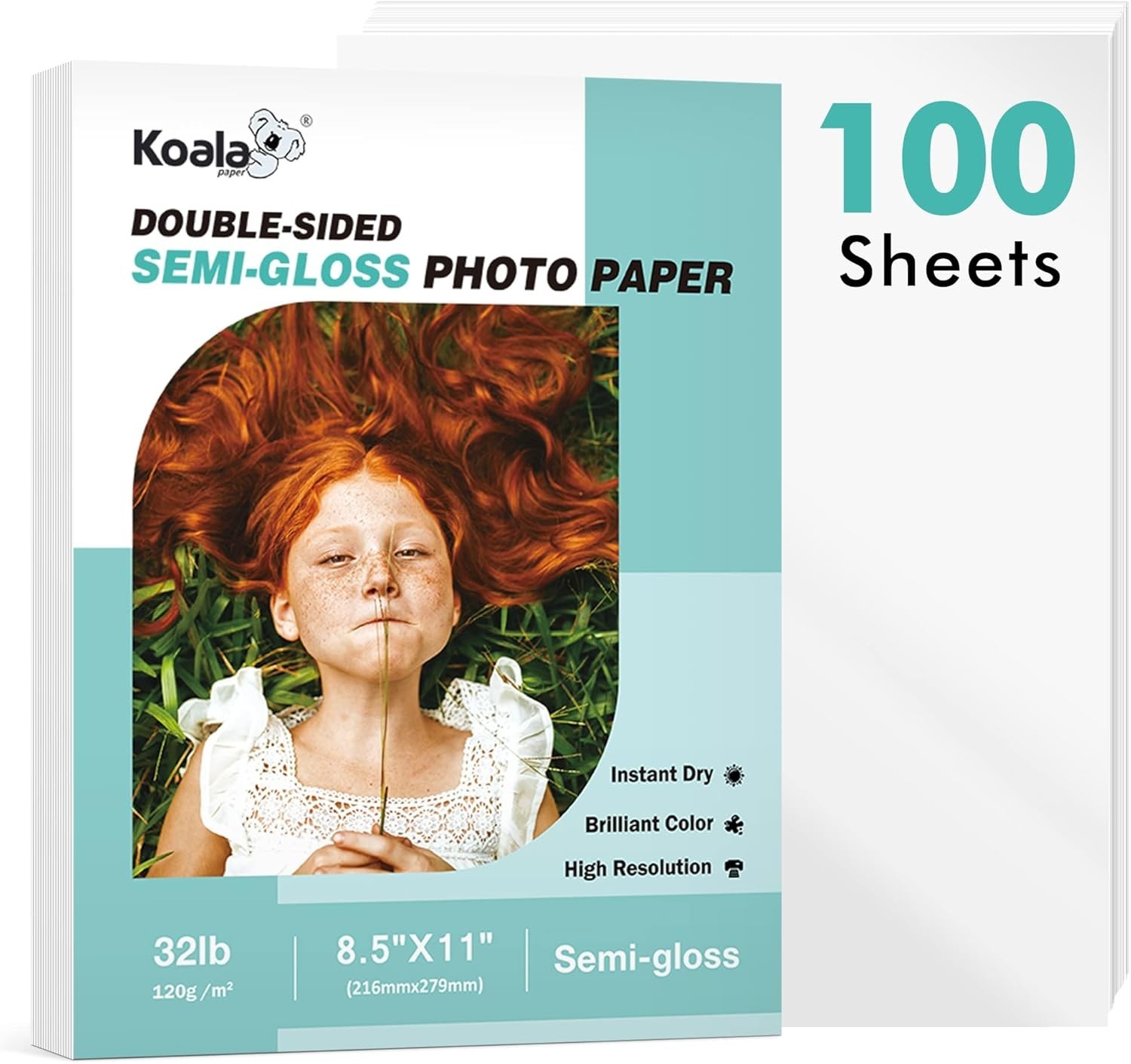 Koala Thin Double Sided Semi-Gloss Photo Paper 8.5x11 Inch 100 Sheets 32lb