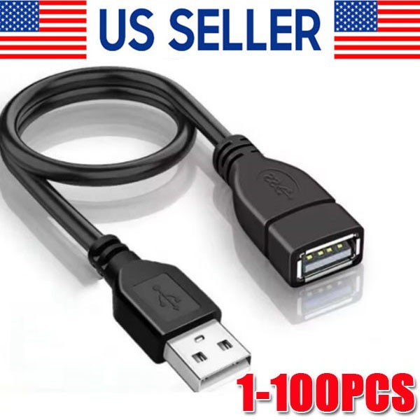 High-Speed USB-USB Extension Cable USB 2.0 Adapter Extender Cord Male/Female LOT