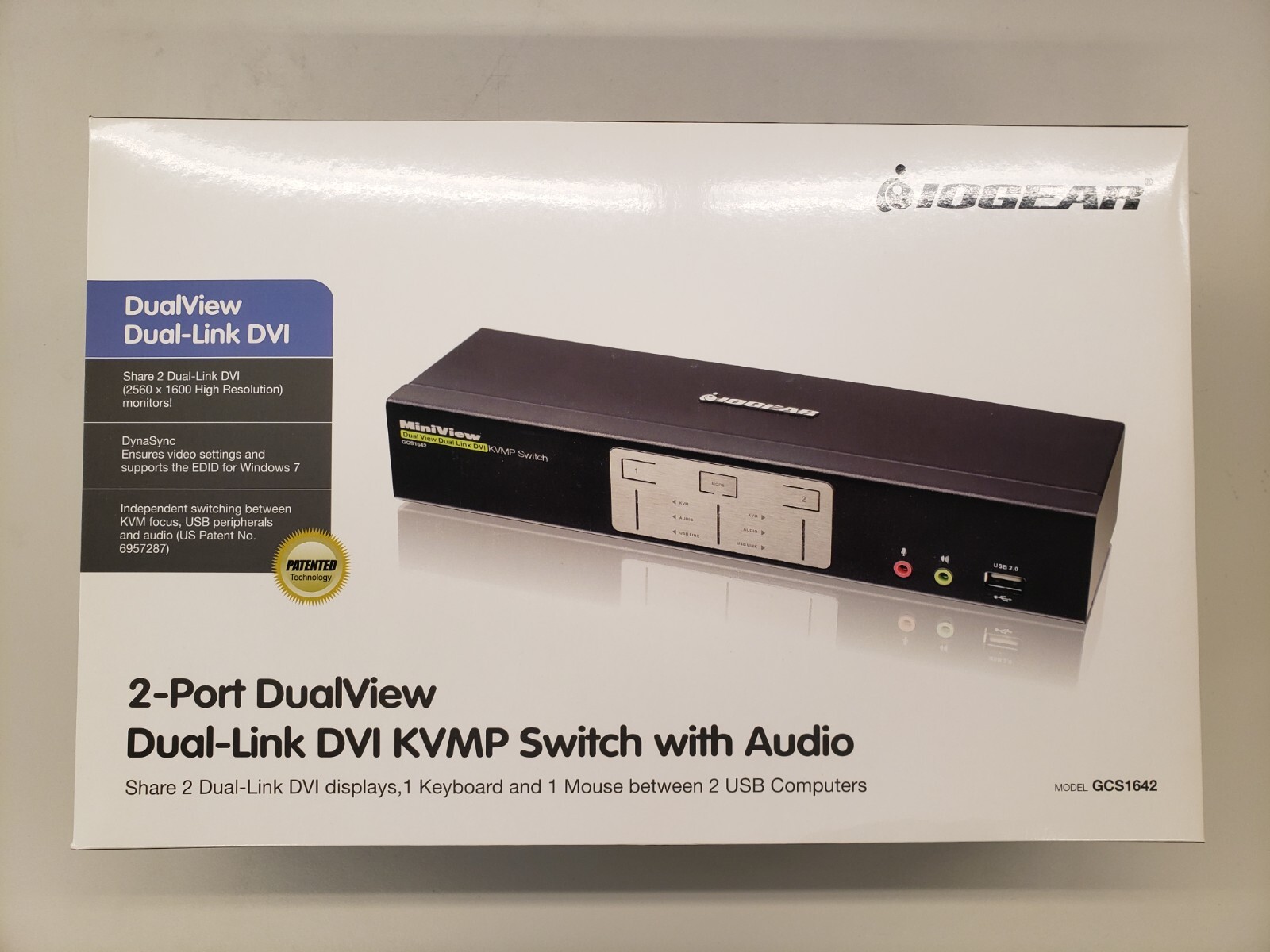 Brand New IOGEAR 2-Ports DualView KVM Switch Model #: (GCS1642)