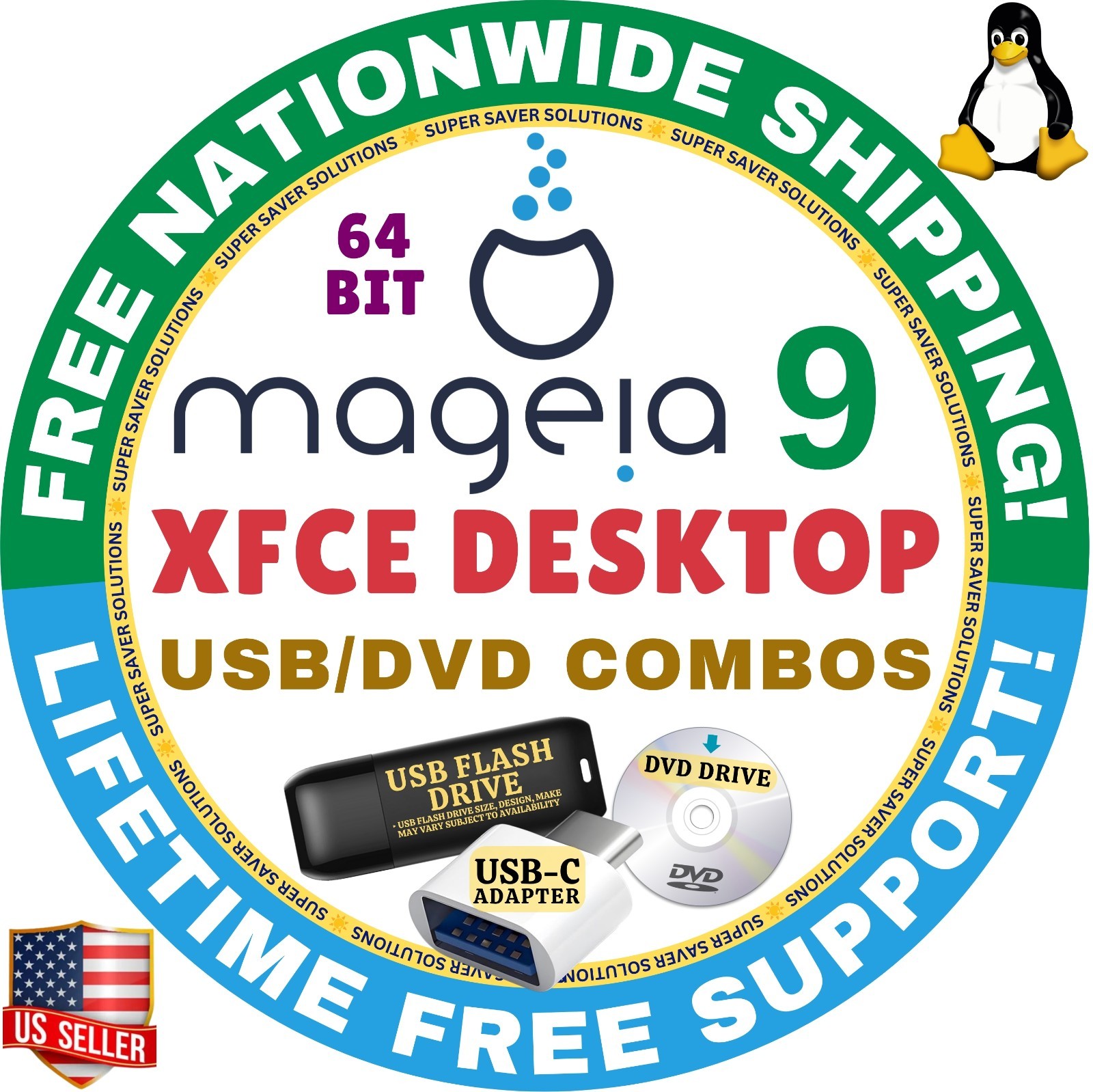 ❤️ MAGEIA 10, 9 LINUX OS 64-BIT LIVE/FULL INSTALL, USB/DVD | XFCE PLASMA GNOME