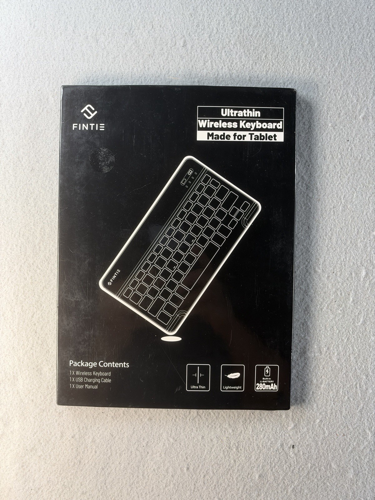 Fintie Ultrathin Wireless Keyboard Black Tablet Bluetooth Rechargeable NWT