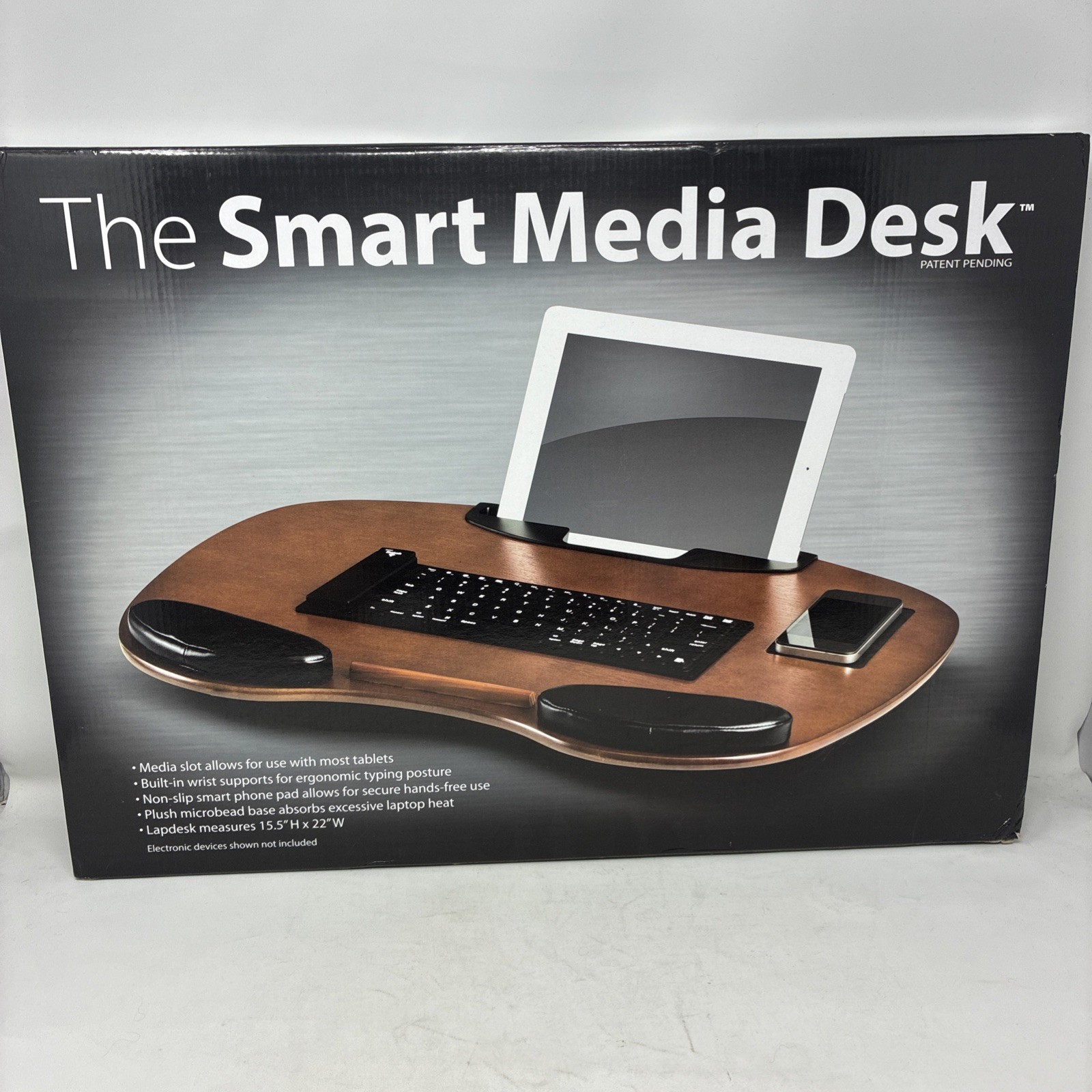 Lightweight and Portable Laptop Lap Desk with Handle, Wooden 22 L x 15.5 W