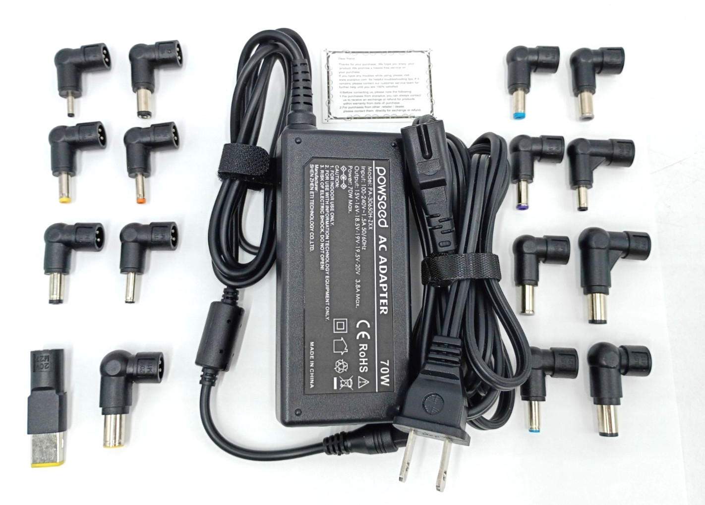 Powseed 70W Universal Laptop Charger 16 Tips PA-30650H-ZXX