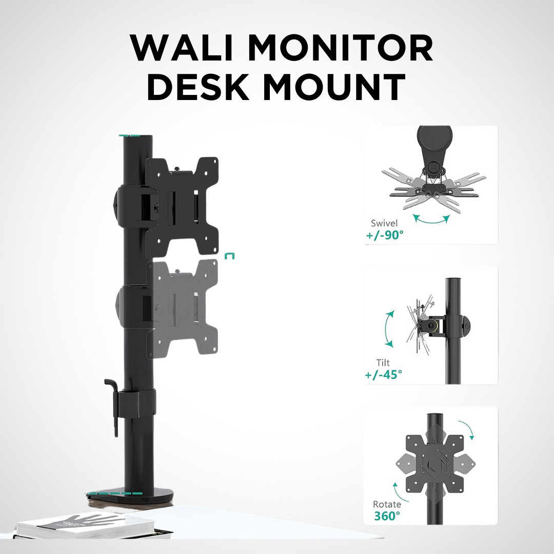 WALI Single Monitor Mount Arm Holds Screen Up to 32 in 22lbs Fully Adjustable