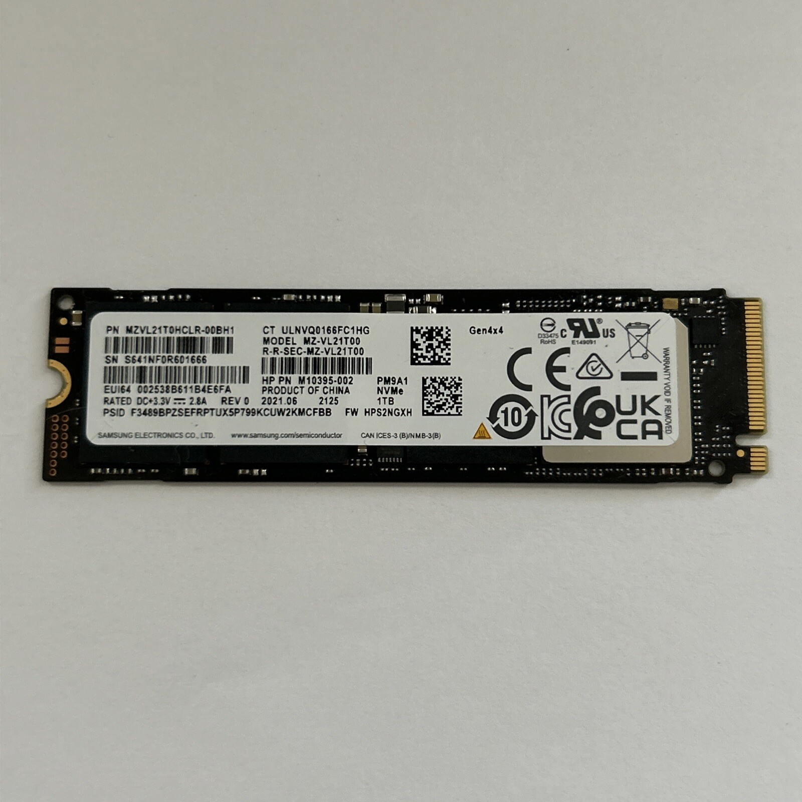 Samsung PM9A1 1TB PCIe Gen 4.0 SSD,MZVL21T00,OEM 980 Pro, Fast 7GB/s 95%-97%