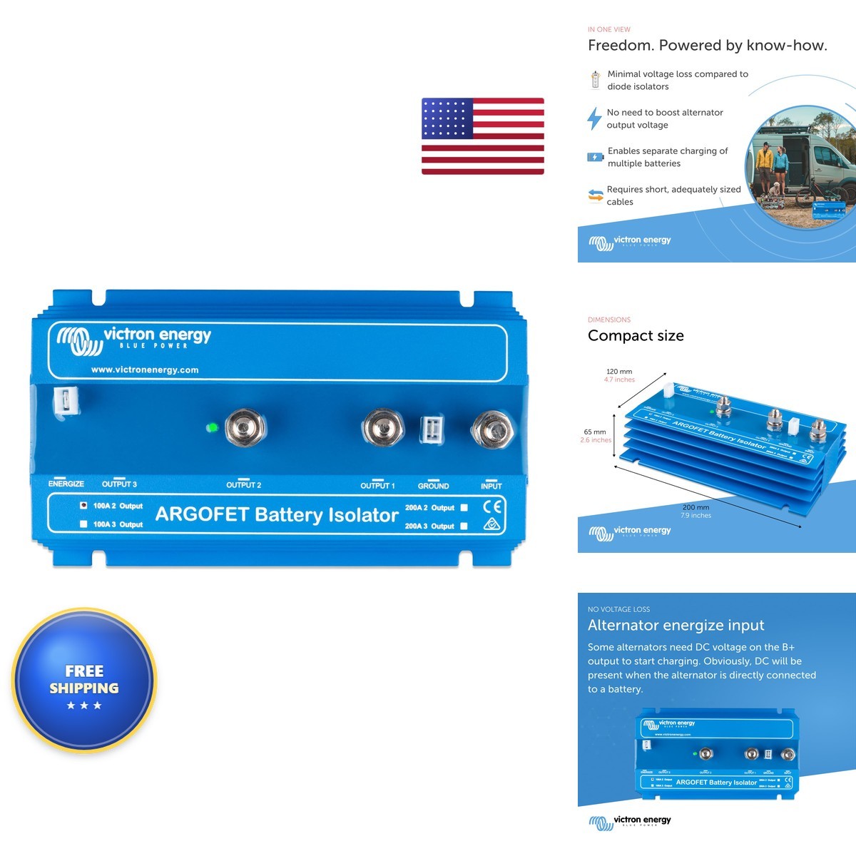 Victron Energy Argofet Battery Isolator 100-2AC 100A 2 Battery