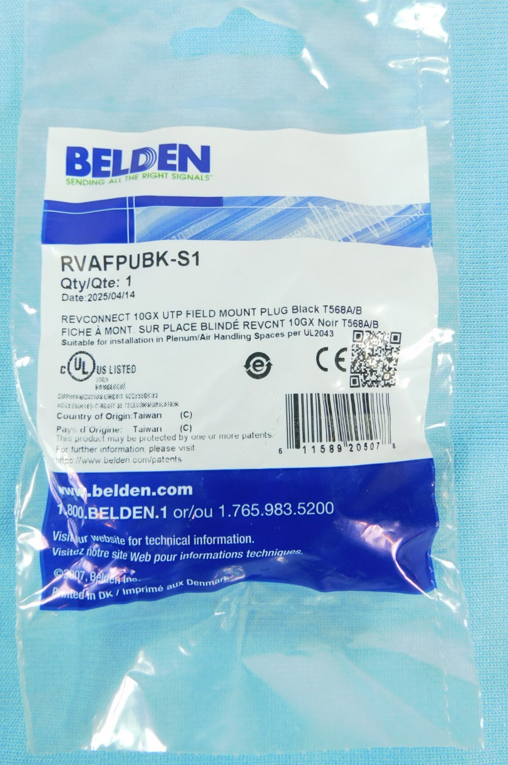 Belden RVAFPUBK-S1 REVConnect Cat6a 10GX UTP Field Mount Plug, Black