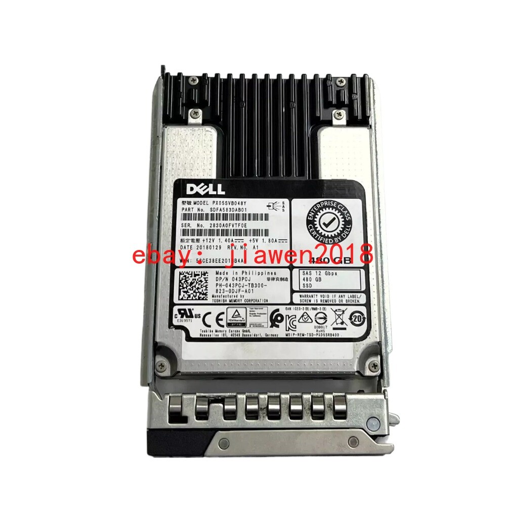 43PCJ DELL 480GB SAS 12Gbps Mixed Use 2.5'' Internal SSD 043PCJ PX05SVB048Y