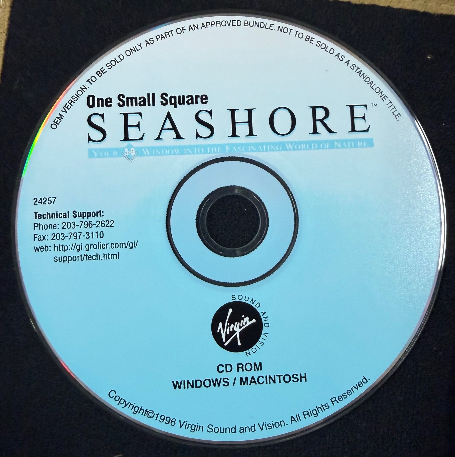 Vintage 1996 One Small Square Seashore Grolier Windows Mac CD-ROM OEM Disc