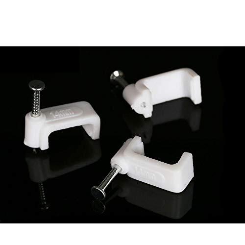 100 PCS 14mm Flat Ethernet Cable Wire Clips Single Coaxial Cable Clamps with 