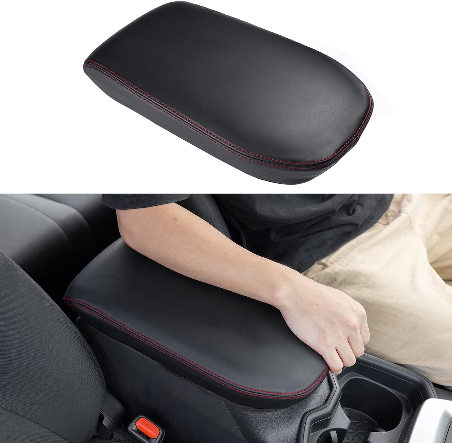 JDMCAR Center Console Armrest Cover for 2025 Toyota RAV4 Cover-Red 