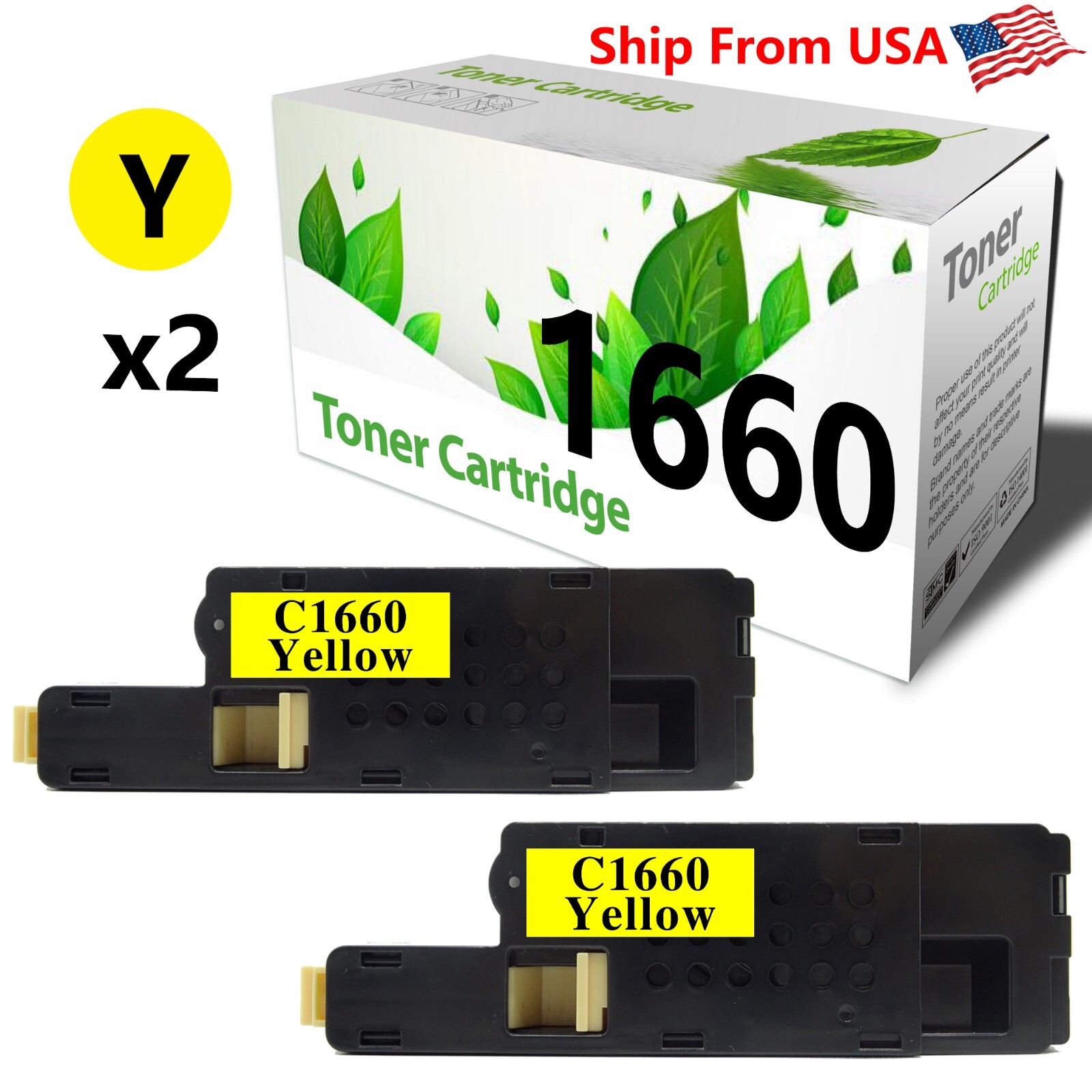 (2PK,Yellow) Compatible C1660 Toner Cartridge Replacement for 1660 Printer
