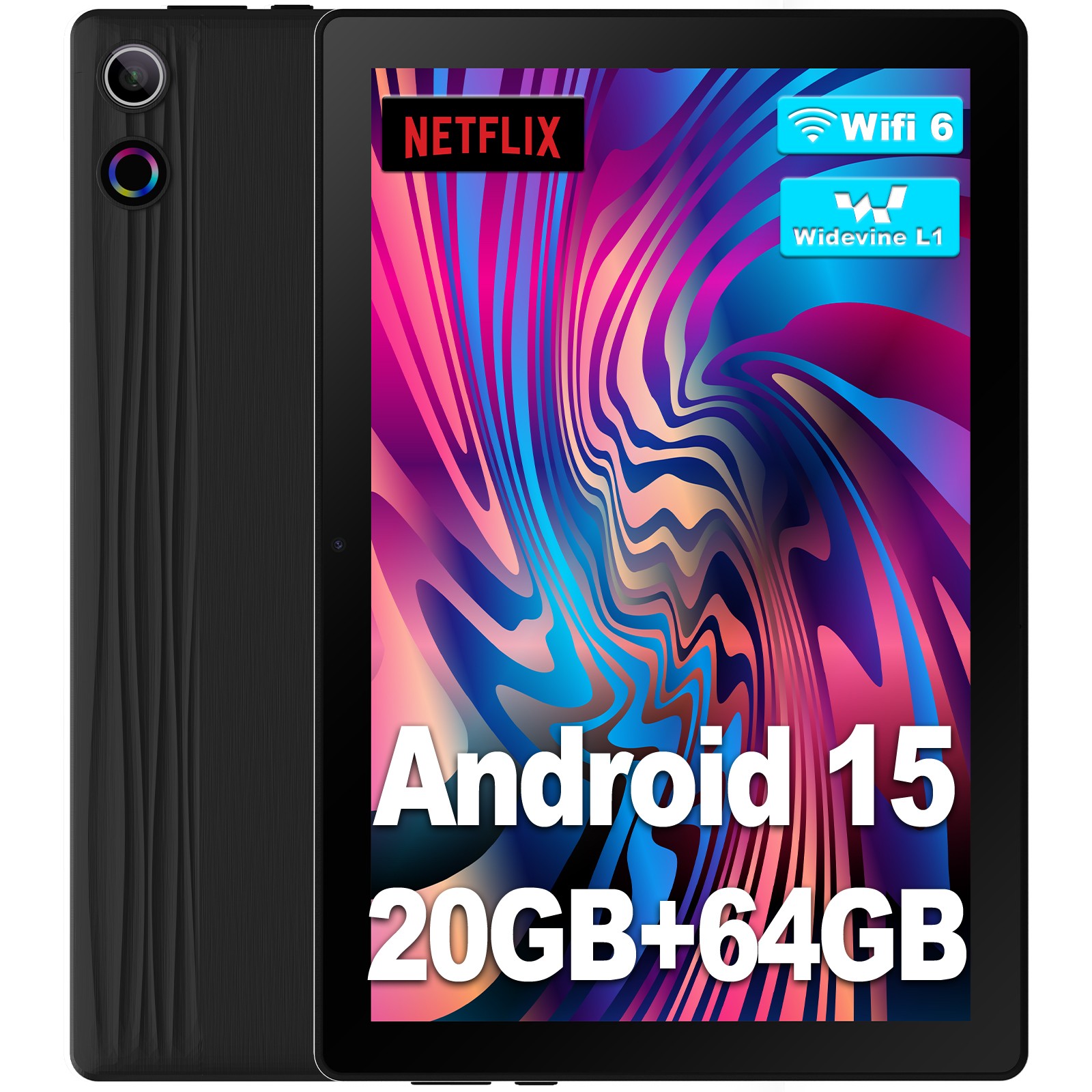 10.1 inch WIFI Tablet Android 15 HD 20+64GB Tablet Octa-Core Netflix Dual Camera