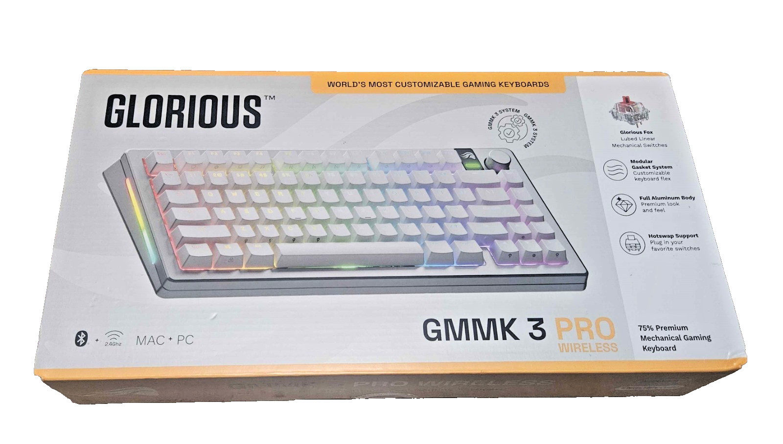Glorious GMMK 3 Pro Prebuilt 75% Wireless Keyboard Silver (NEW BOX UNOPENED)